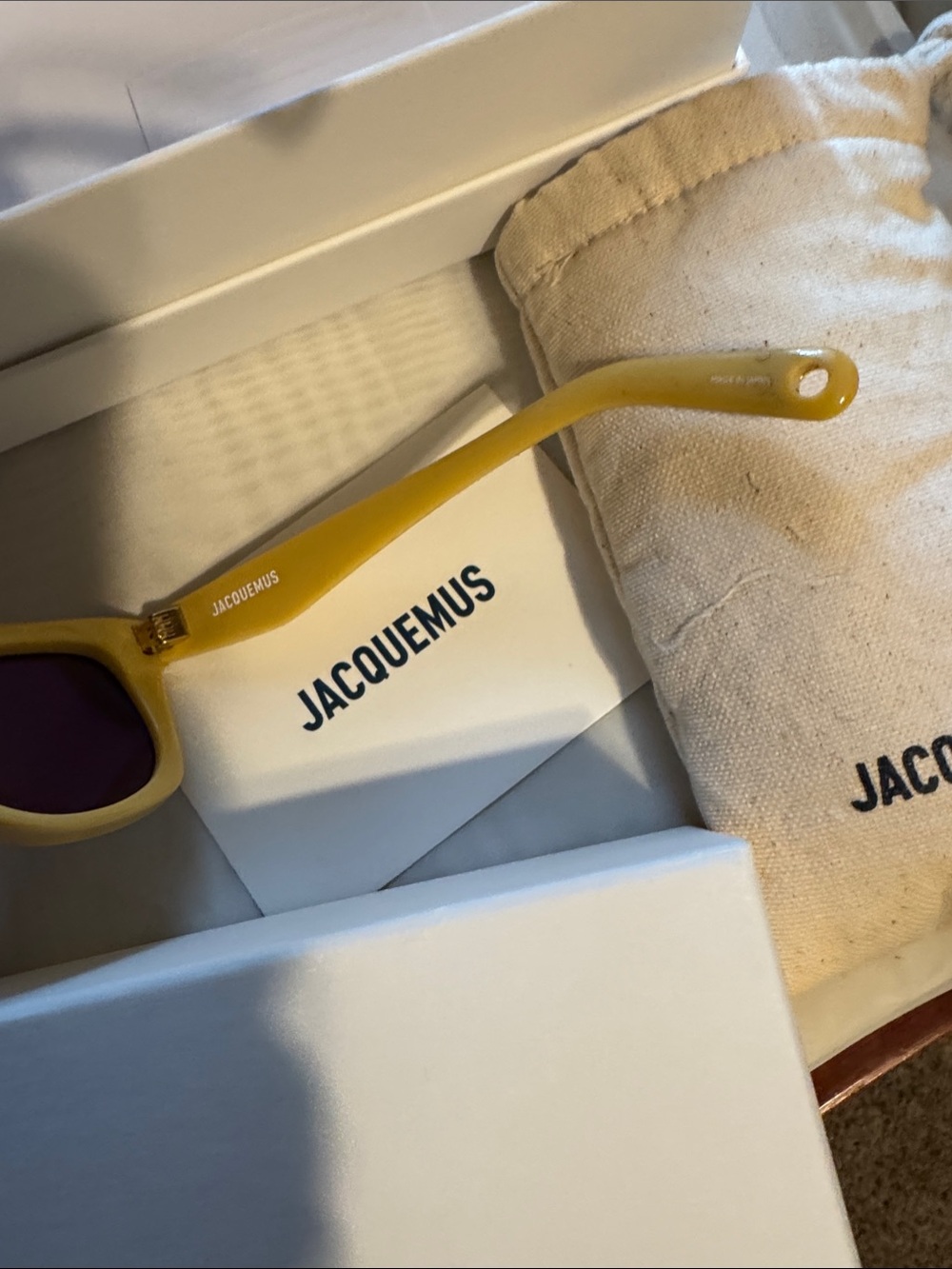 Jacquemus Cream Yellow Rectangular Sunglasses - Picture 10 of 12
